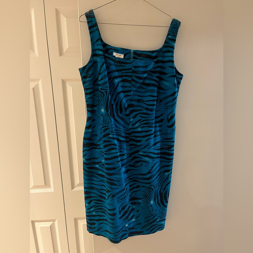 Laurel (Escada) Elegant Blue Zebra Print Dress